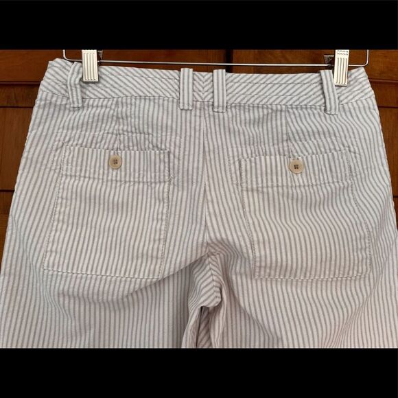 White & Grey Striped Straight Leg Capri Pants - Picture 3 of 8